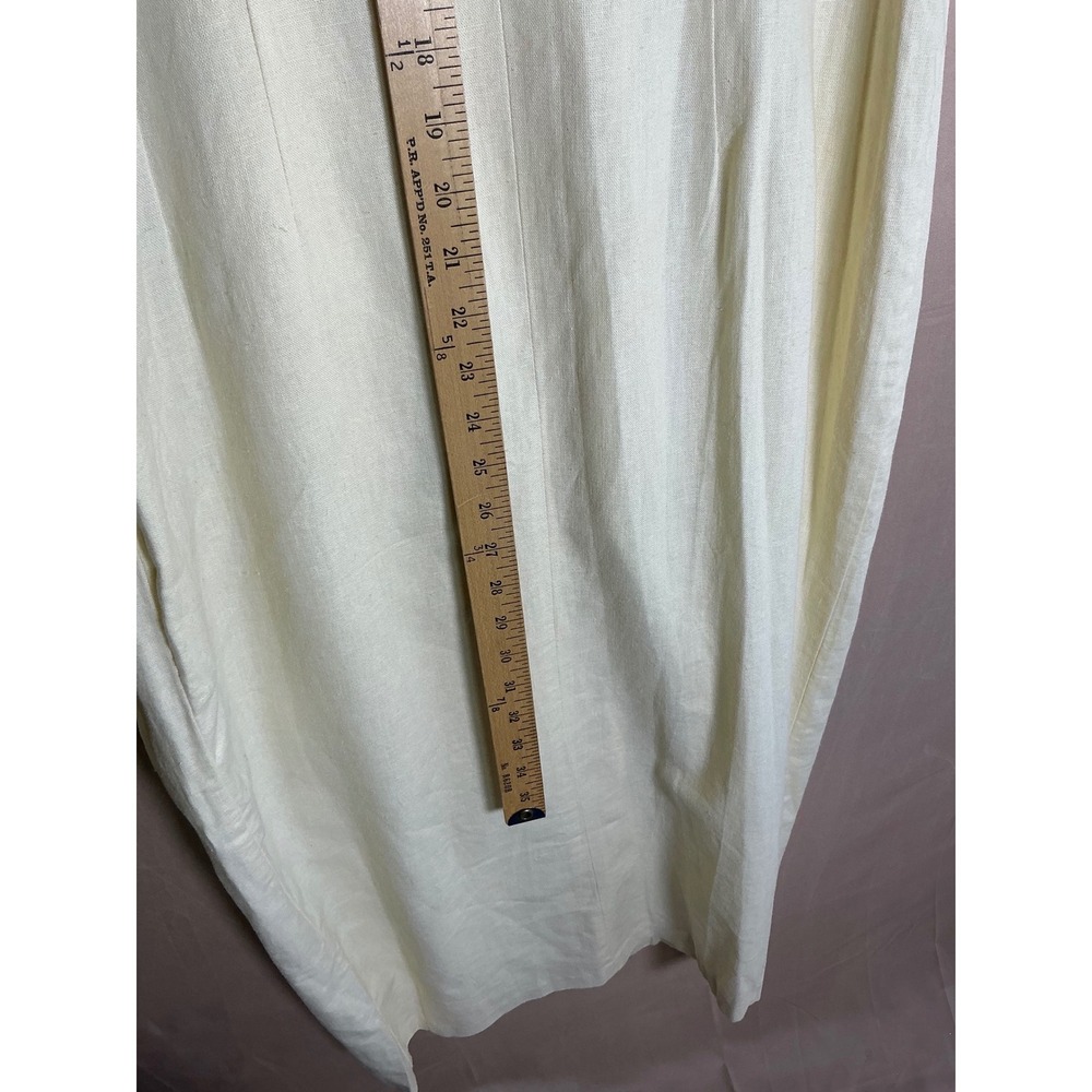 Ultra Dress New York Vintage Linen Blend Frog Closure Wrap Midi Dress Cream Sz 8 - Picture 8 of 10